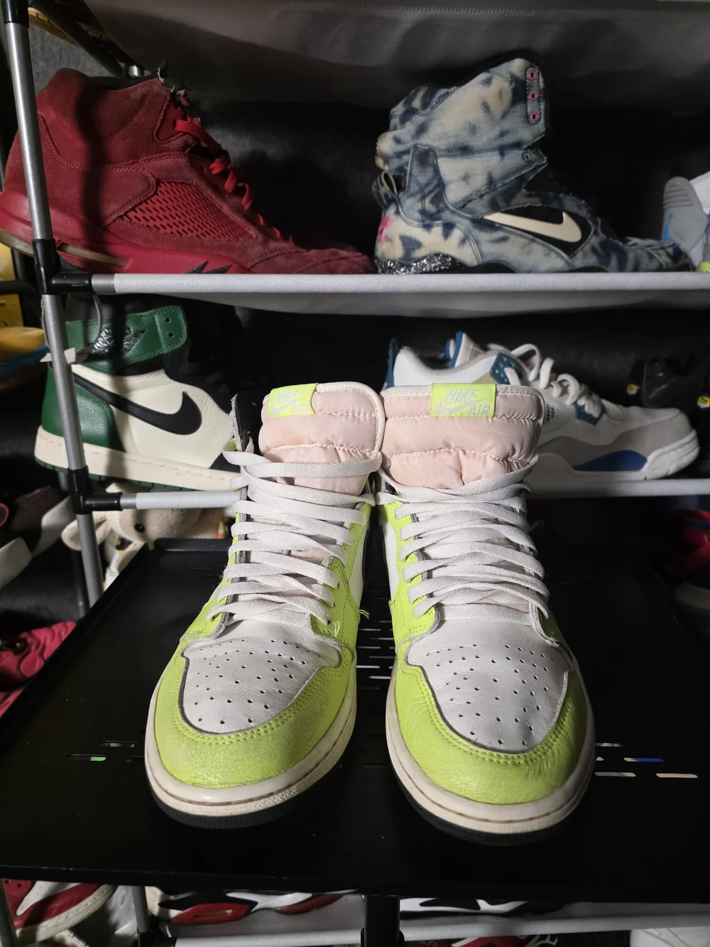 🔥 Nike Air Jordan 1 High Neon Green/Black/White Visionaire Men Size 10.5
